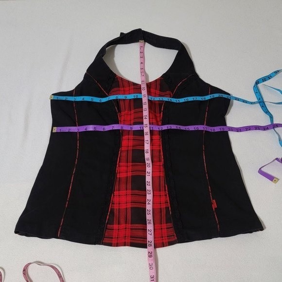 3x Tripp Nyc corset halter plaid black red plus - Picture 6 of 11